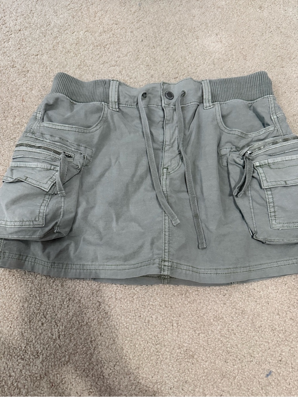 American Eagle Outfitters Olive Green Cargo Skort with Drawstring